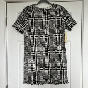 Black and White Twill Dress short Sleeve Full zipper back 60s style NWT